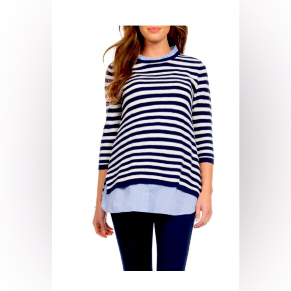 Seraphine Maternity Mixed Media Striped Sweater